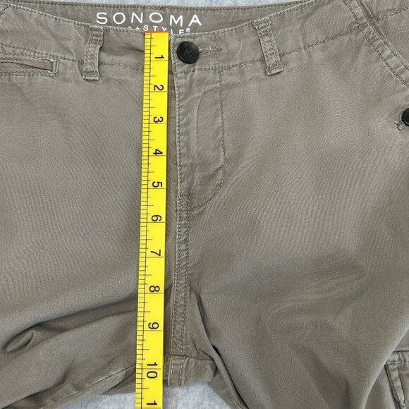 SONOMA LIFE + STYLE Capri Pants 8 Beige Khaki Modern Fit Cargo Cotton Stretch - Picture 9 of 15